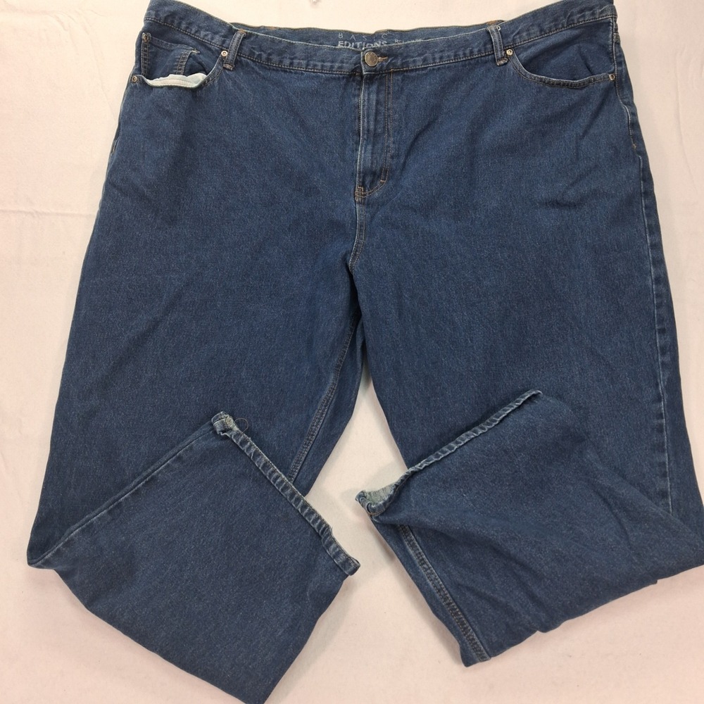 Basic Editions Jeans Mens 52x30 Relaxed Fit Blue Denim Cotton EUC